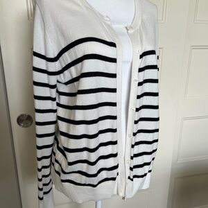 a new day Black and White Striped Cardigan
